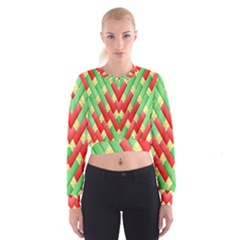 Christmas Geometric 3d Design Women s Cropped Sweatshirt by Amaryn4rt