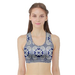 Ceramic Portugal Tiles Wall Sports Bra With Border by Amaryn4rt