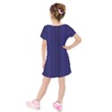 Deep blue lines Kids  Short Sleeve Velvet Dress View2