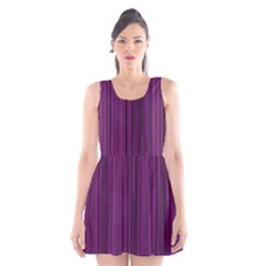 Deep Purple Lines Scoop Neck Skater Dress by Valentinaart