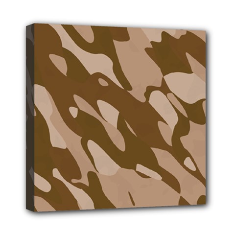 Background For Scrapbooking Or Other Beige And Brown Camouflage Patterns Mini Canvas 8  X 8  by Nexatart