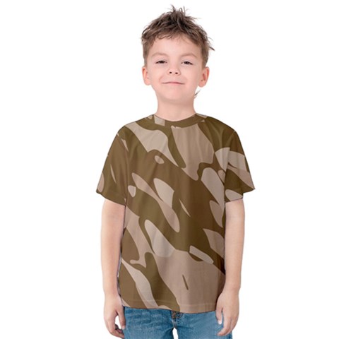 Background For Scrapbooking Or Other Beige And Brown Camouflage Patterns Kids  Cotton Tee by Nexatart