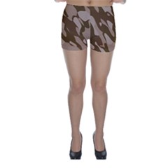 Background For Scrapbooking Or Other Beige And Brown Camouflage Patterns Skinny Shorts by Nexatart