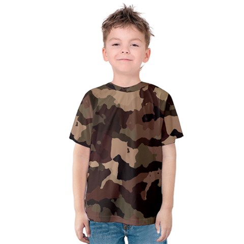 Background For Scrapbooking Or Other Camouflage Patterns Beige And Brown Kids  Cotton Tee by Nexatart