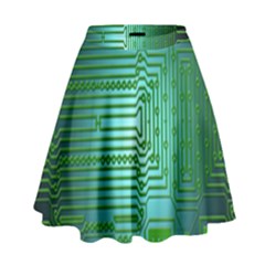 Board Conductors Circuits High Waist Skirt by Nexatart