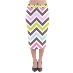 Chevrons Stripes Colors Background Velvet Midi Pencil Skirt by Nexatart