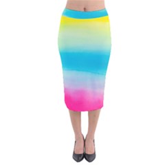 Watercolour Gradient Velvet Midi Pencil Skirt by Nexatart