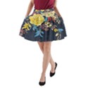 Deep blue vintage flowers A-Line Pocket Skirt View1