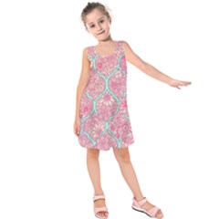 Moroccan Flower Mosaic Kids  Sleeveless Dress by Brittlevirginclothing