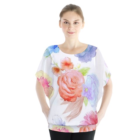 Watercolor Colorful Roses Blouse by Brittlevirginclothing