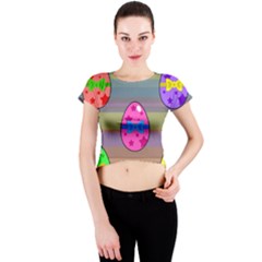 Holidays Occasions Easter Eggs Crew Neck Crop Top by Nexatart