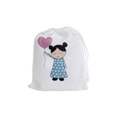 Valentines Day Girl Drawstring Pouches (medium)  by Valentinaart