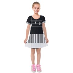 Piano Keyboard With Notes Vector Kids  Short Sleeve Velvet Dress by Nexatart