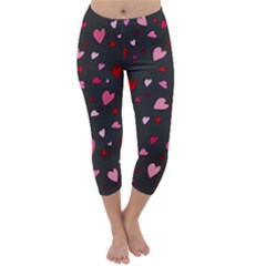 Hearts Pattern Capri Winter Leggings  by Valentinaart