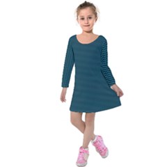 Blue Texture Kids  Long Sleeve Velvet Dress by Valentinaart