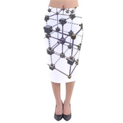 Grid Construction Structure Metal Velvet Midi Pencil Skirt by Nexatart