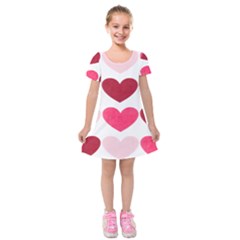 Valentine S Day Hearts Kids  Short Sleeve Velvet Dress by Nexatart