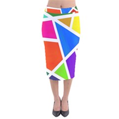 Geometric Blocks Velvet Midi Pencil Skirt by Nexatart