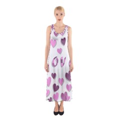 Love Valentine S Day 3d Fabric Sleeveless Maxi Dress by Nexatart