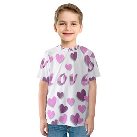 Love Valentine S Day 3d Fabric Kids  Sport Mesh Tee by Nexatart