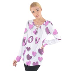 Love Valentine S Day 3d Fabric Women s Tie Up Tee by Nexatart