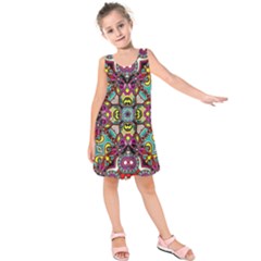 Traitional Floral Purple Kids  Sleeveless Dress by Brittlevirginclothing