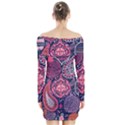 Colorful bohemian purple leaves Long Sleeve Off Shoulder Dress View2