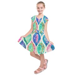 Rainbow Moroccan Mosaic  Kids  Short Sleeve Dress by Brittlevirginclothing