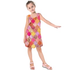 Warm Moroccan Mosaid Kids  Sleeveless Dress by Brittlevirginclothing