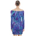 Blue bird feather Long Sleeve Off Shoulder Dress View2