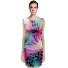 Colorful Leaves Sleeveless Velvet Midi Dress by Brittlevirginclothing