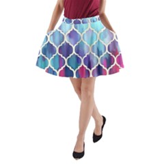 Purple Moroccan Mosaic A-line Pocket Skirt by Brittlevirginclothing