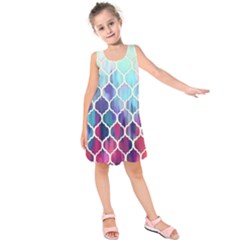 Purple Moroccan Mosaic Kids  Sleeveless Dress by Brittlevirginclothing