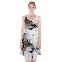 Birds Crows Black Ravens Wing Racerback Midi Dress by Amaryn4rt