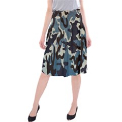 Blue Water Camouflage Midi Beach Skirt by Nexatart