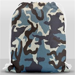 Blue Water Camouflage Drawstring Bag (large) by Nexatart