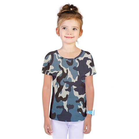 Blue Water Camouflage Kids  One Piece Tee by Nexatart