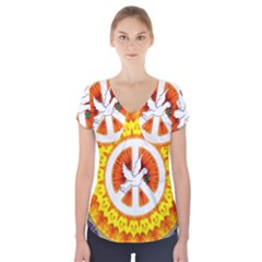 Peace Art Artwork Love Dove Short Sleeve Front Detail Top by Nexatart