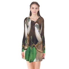 Backdrop Colorful Bird Decoration Flare Dress by Nexatart