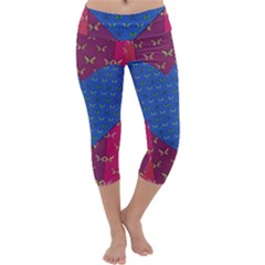 Butterfly Heart Pattern Capri Yoga Leggings by Nexatart