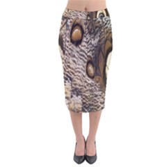 Butterfly Wing Detail Velvet Midi Pencil Skirt by Nexatart