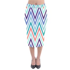 Chevrons Colourful Background Velvet Midi Pencil Skirt by Nexatart