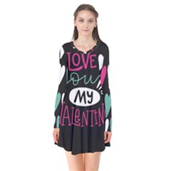  I Love You My Valentine / Our Two Hearts Pattern (black) Flare Dress by FashionFling