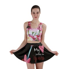 My Heart Points To Yours / Pink And Blue Cupid s Arrows (black) Mini Skirt by FashionFling