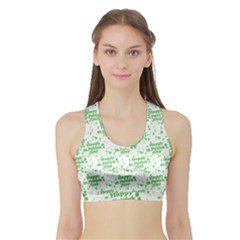 Saint Patrick Motif Pattern Sports Bra With Border by dflcprintsclothing