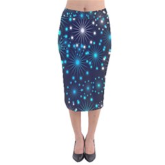 Digitally Created Snowflake Pattern Velvet Midi Pencil Skirt by Nexatart