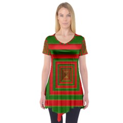 Fabric Texture 3d Geometric Vortex Short Sleeve Tunic  by Nexatart