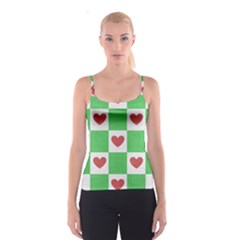 Fabric Texture Hearts Checkerboard Spaghetti Strap Top by Nexatart