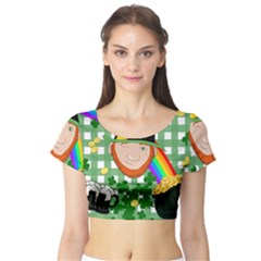 Lucky Irish Short Sleeve Crop Top (tight Fit) by Valentinaart