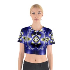 Fractal Fantasy Blue Beauty Cotton Crop Top by Nexatart